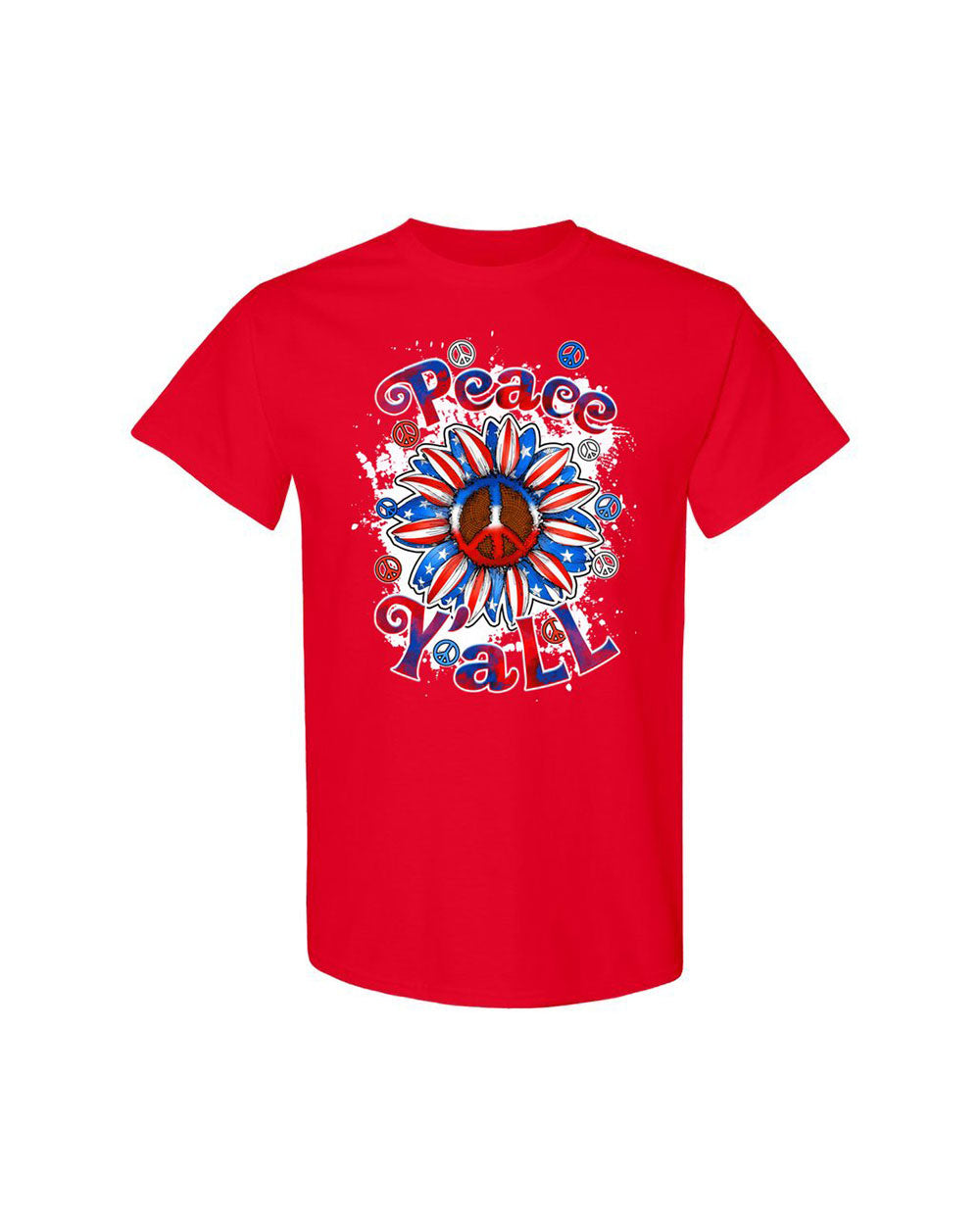 PEACE Y'ALL SUNFLOWER AMERICA TIE DYE COTTON SHIRT - TLTW2306234