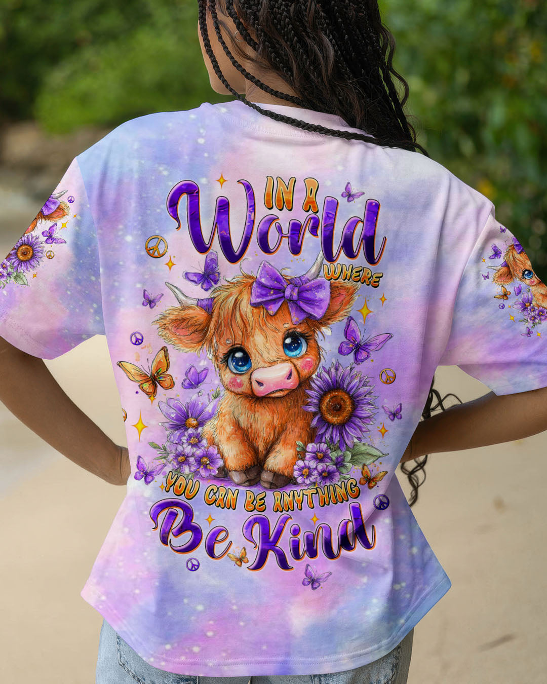 BE KIND HIGHLAND COW ALL OVER PRINT - TLTW2308251