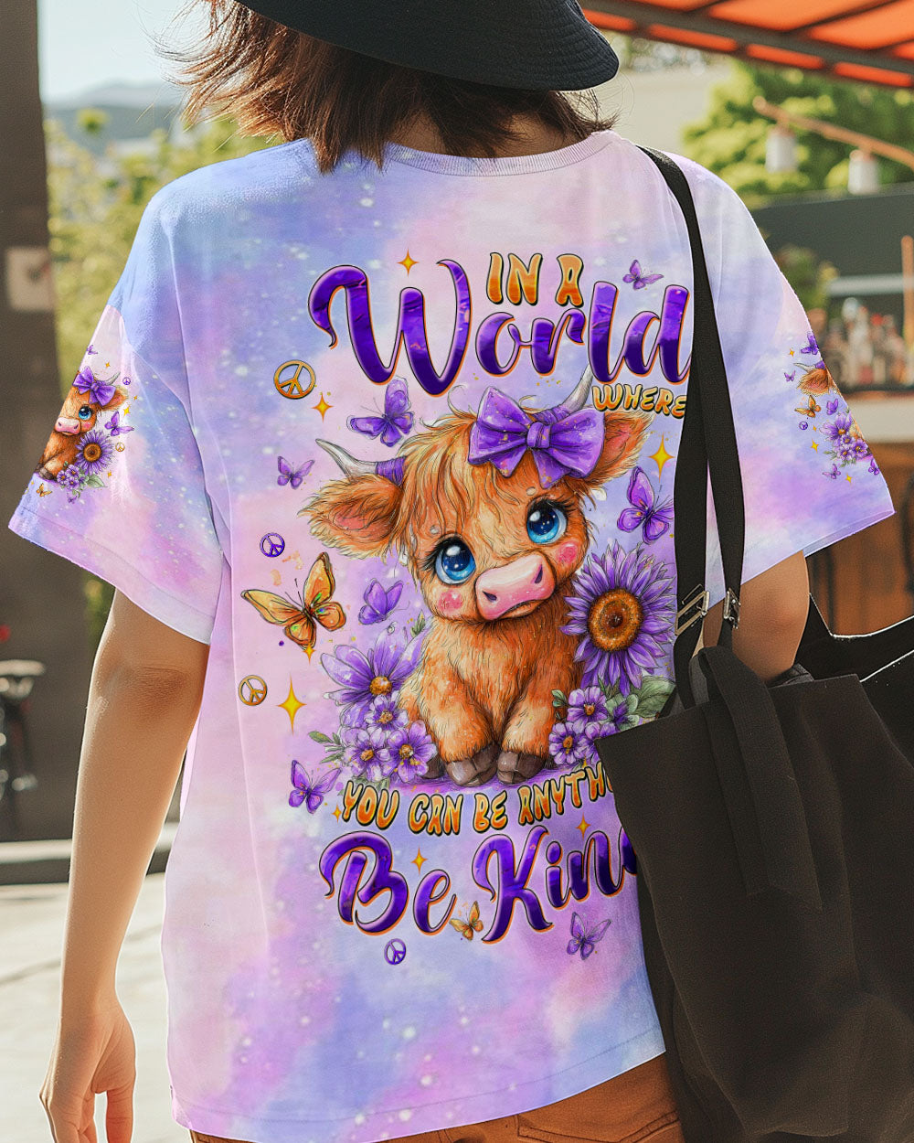 BE KIND HIGHLAND COW ALL OVER PRINT - TLTW2308251