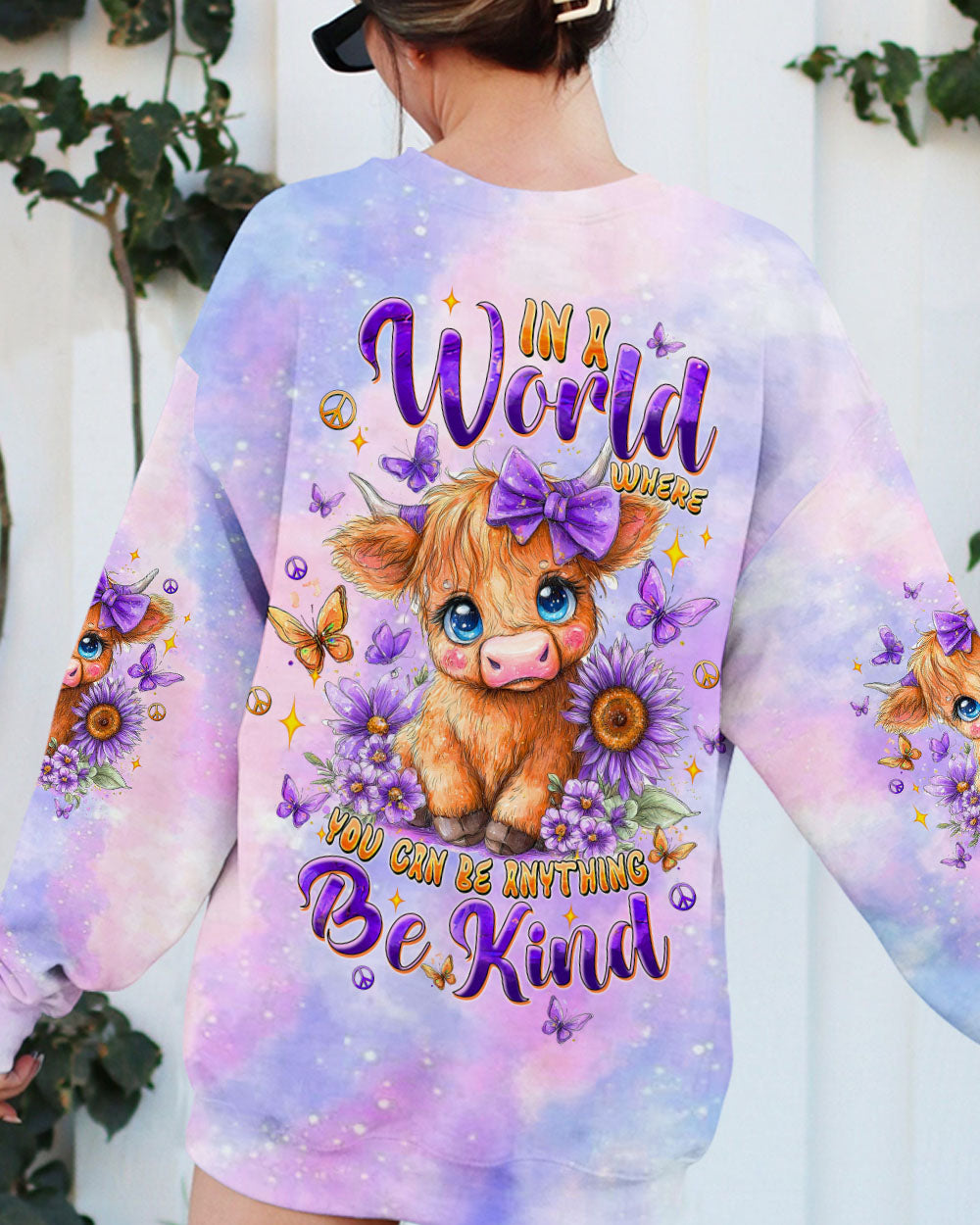 BE KIND HIGHLAND COW ALL OVER PRINT - TLTW2308251