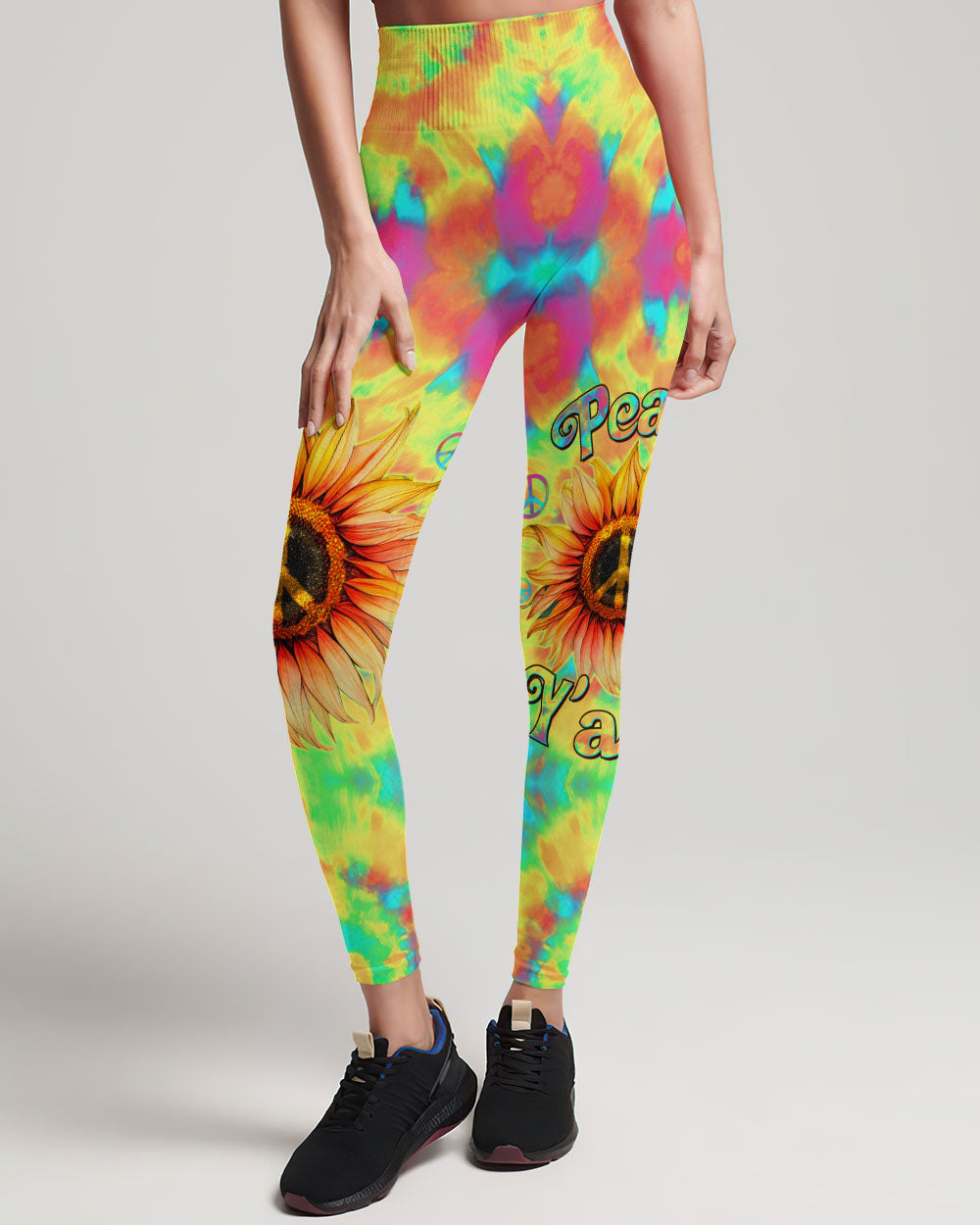 PEACE Y'ALL SUNFLOWER TIE DYE ALL OVER PRINT - TLTW2406231