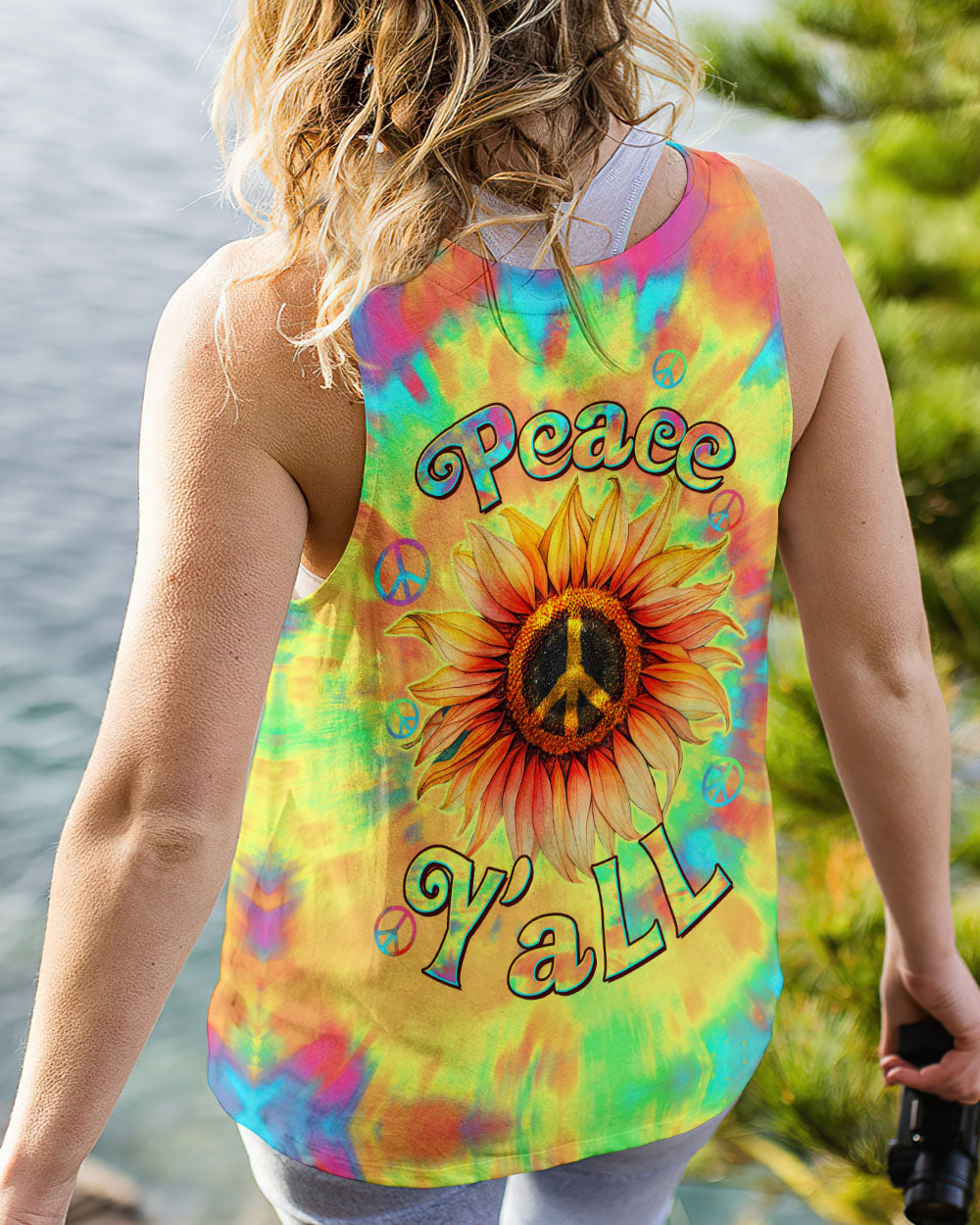 PEACE Y'ALL SUNFLOWER TIE DYE ALL OVER PRINT - TLTW2406231