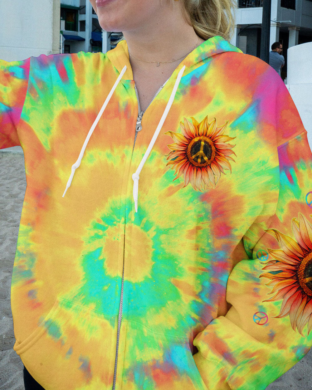 PEACE Y'ALL SUNFLOWER TIE DYE ALL OVER PRINT - TLTW2406231