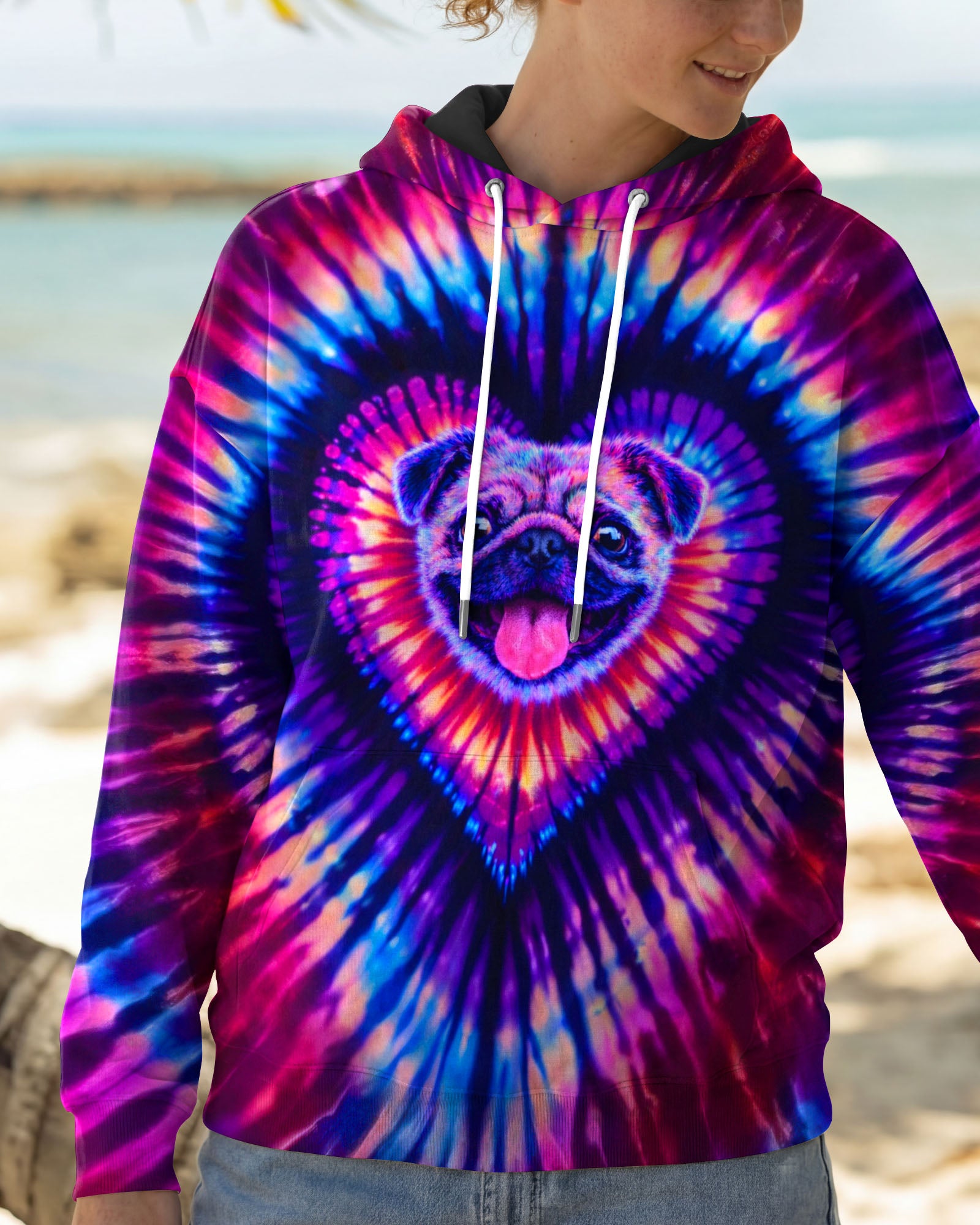 PUG DOG HEART SWIRL ALL OVER PRINT - TLTW2502263