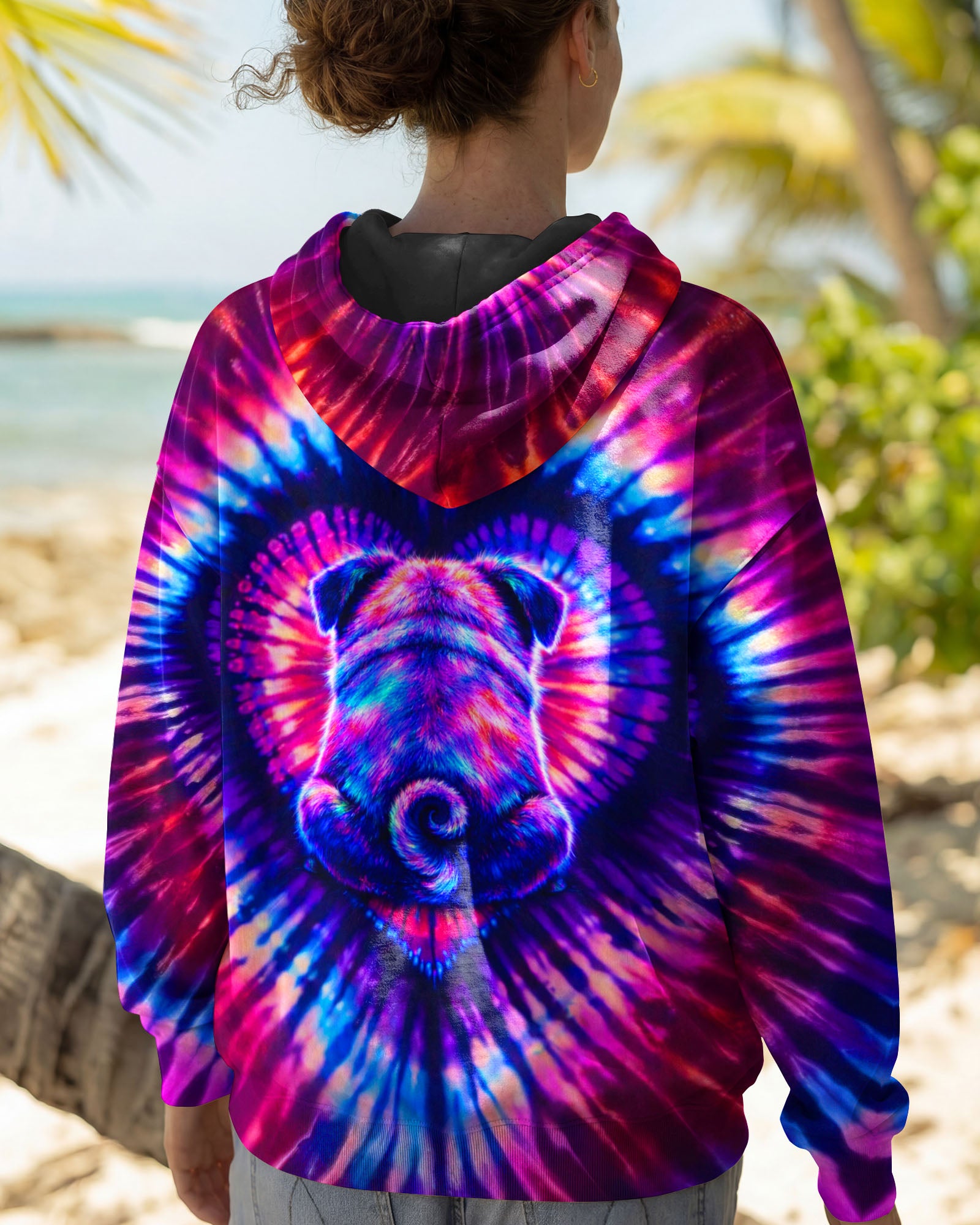 PUG DOG HEART SWIRL ALL OVER PRINT - TLTW2502263