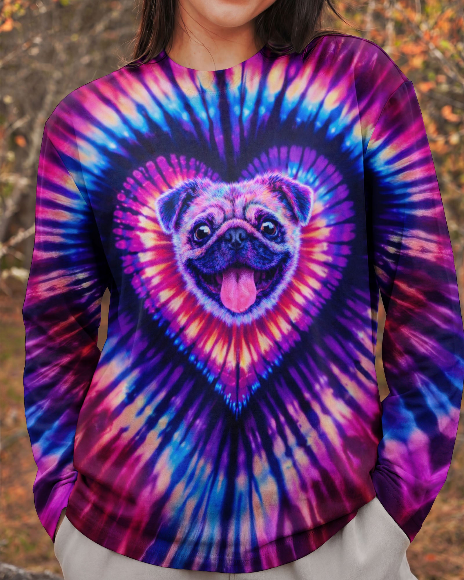 PUG DOG HEART SWIRL ALL OVER PRINT - TLTW2502263
