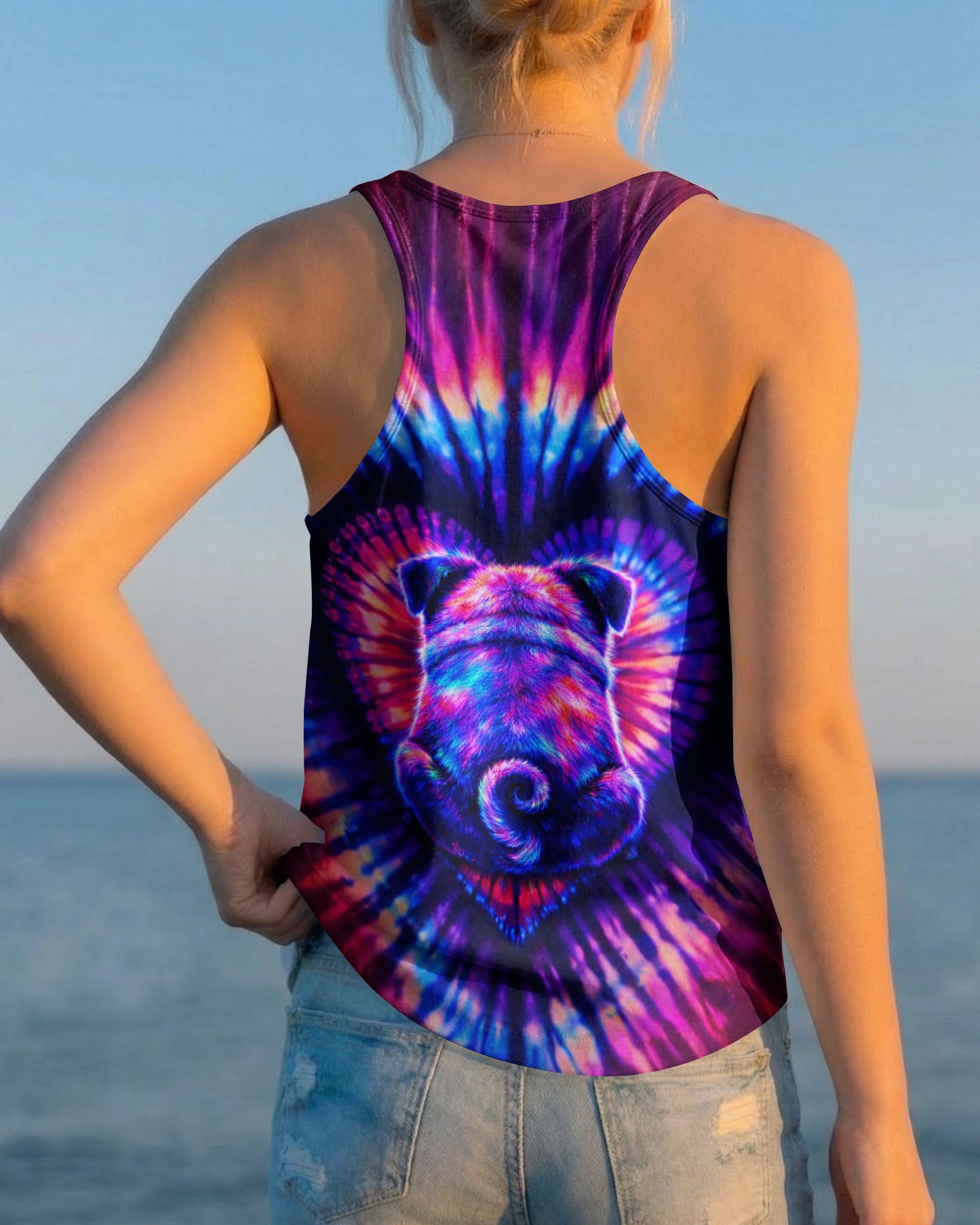 PUG DOG HEART SWIRL ALL OVER PRINT - TLTW2502263