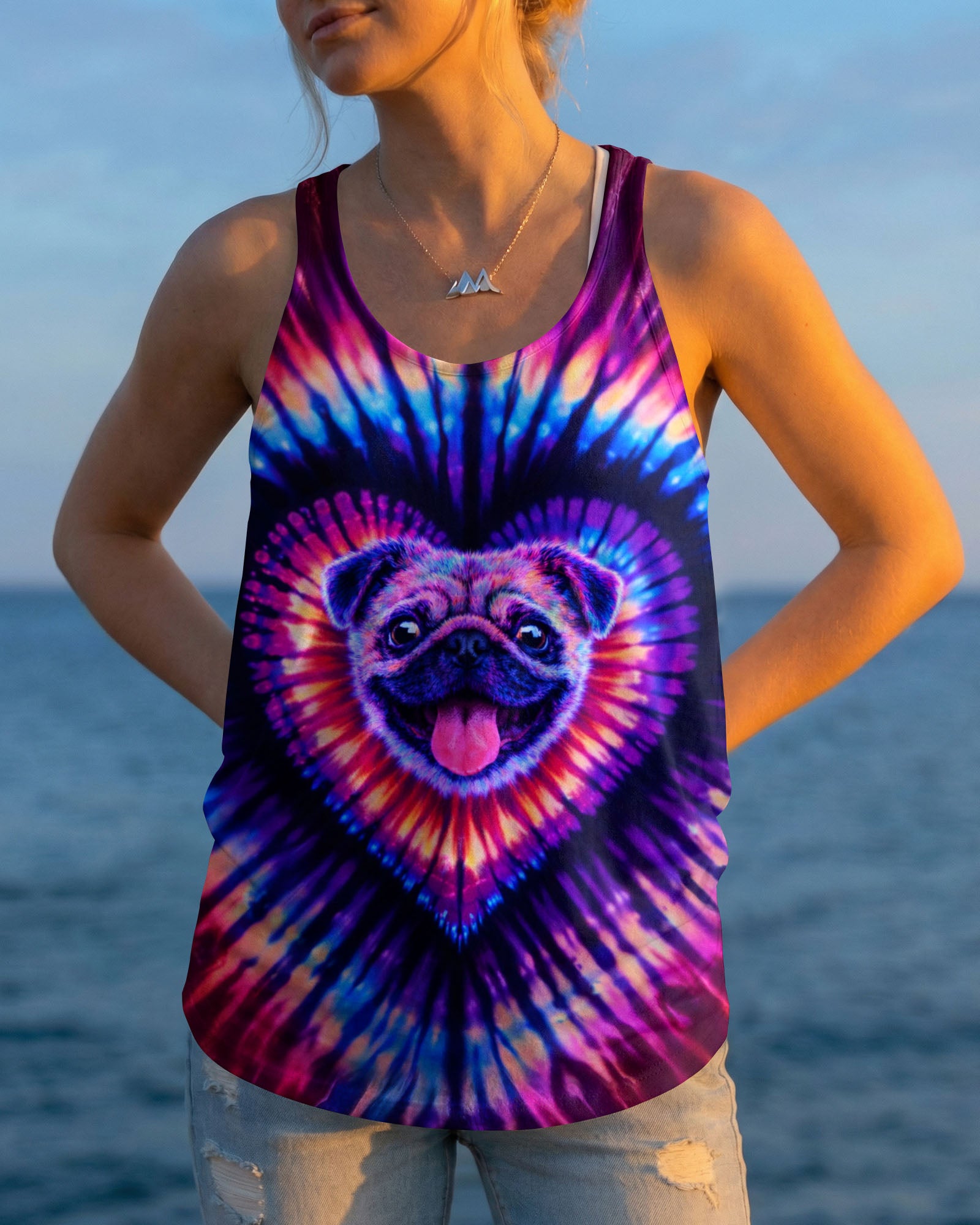 PUG DOG HEART SWIRL ALL OVER PRINT - TLTW2502263
