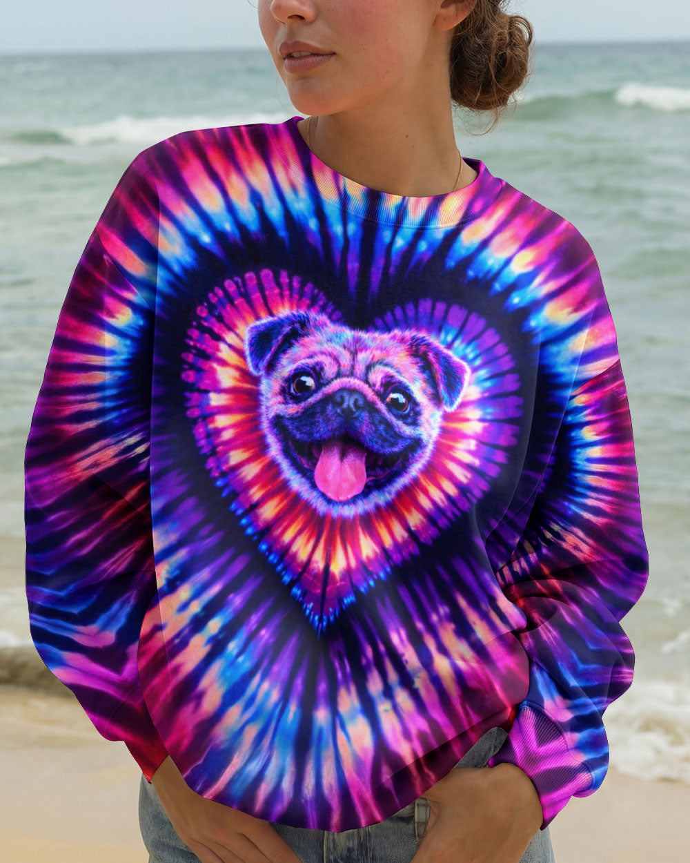 PUG DOG HEART SWIRL ALL OVER PRINT - TLTW2502263