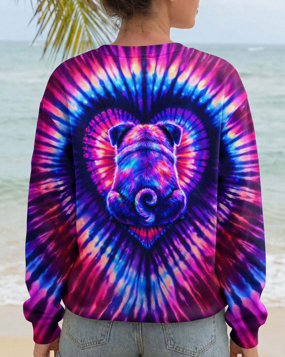 PUG DOG HEART SWIRL ALL OVER PRINT - TLTW2502263