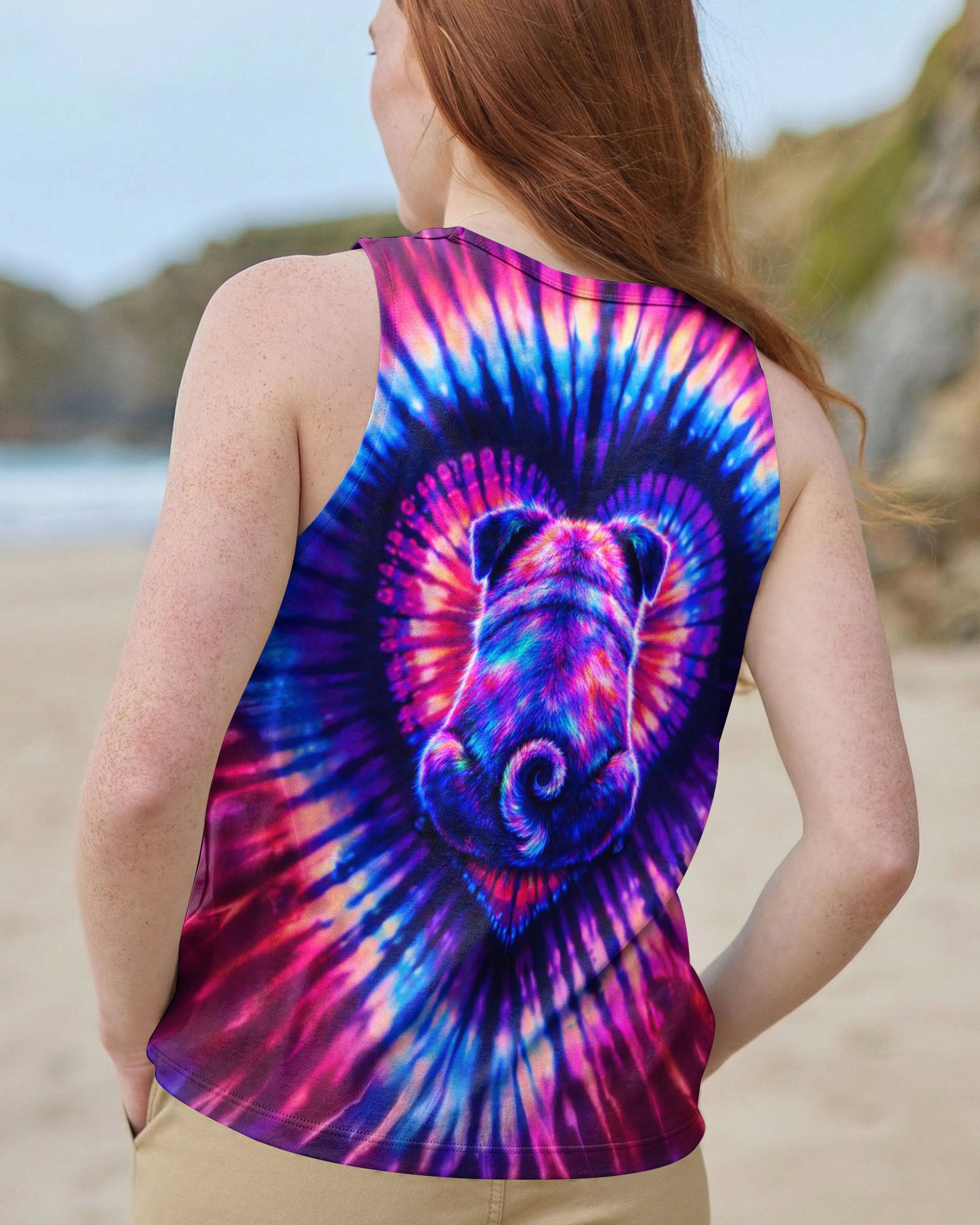 PUG DOG HEART SWIRL ALL OVER PRINT - TLTW2502263