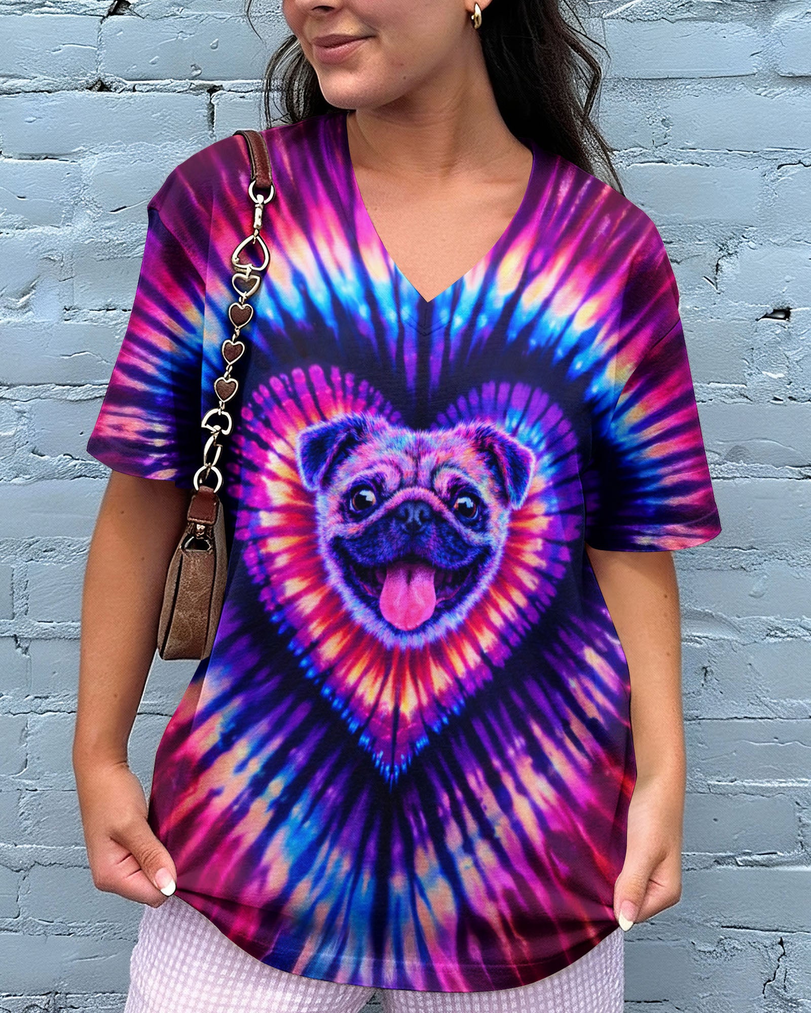 PUG DOG HEART SWIRL ALL OVER PRINT - TLTW2502263