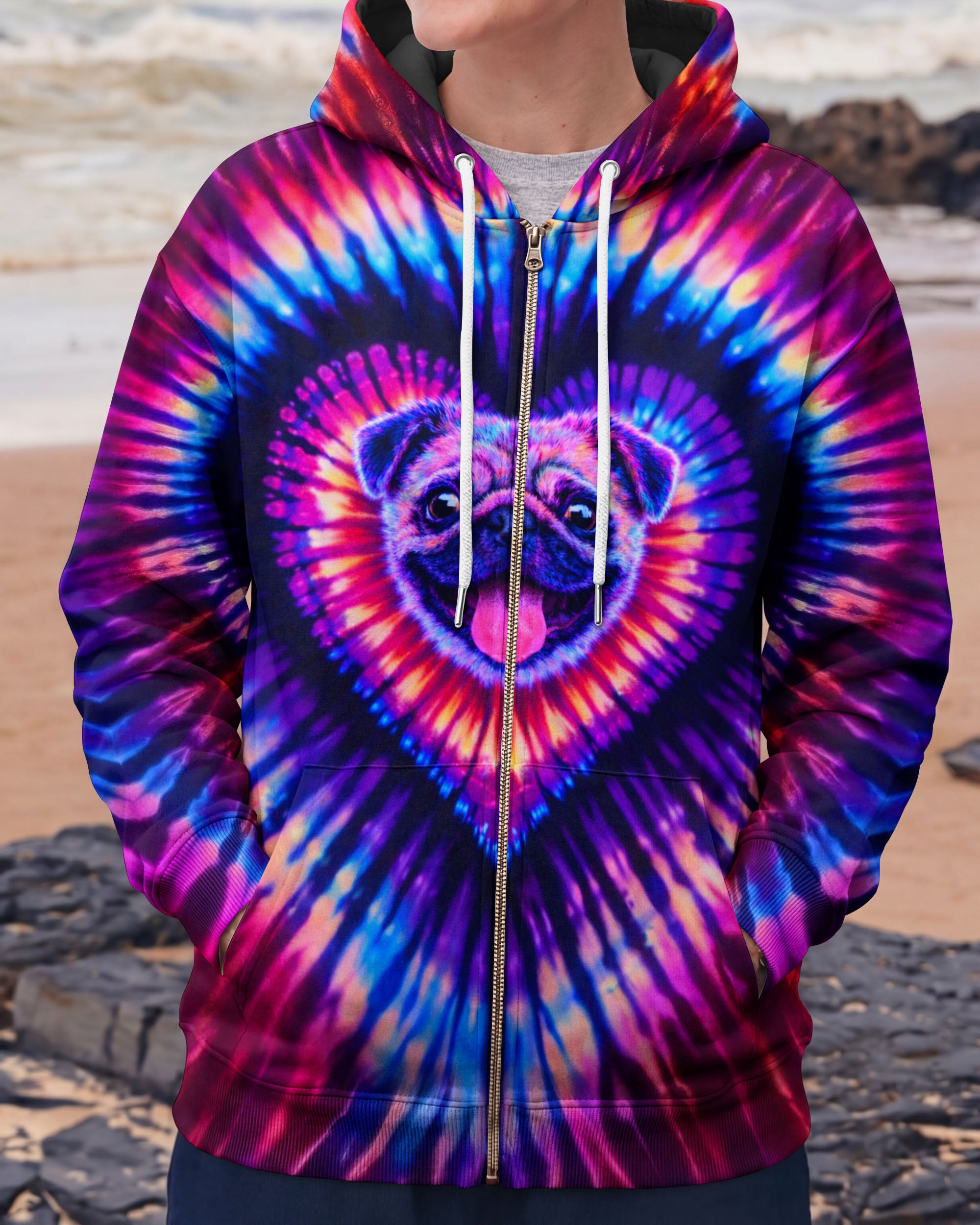PUG DOG HEART SWIRL ALL OVER PRINT - TLTW2502263