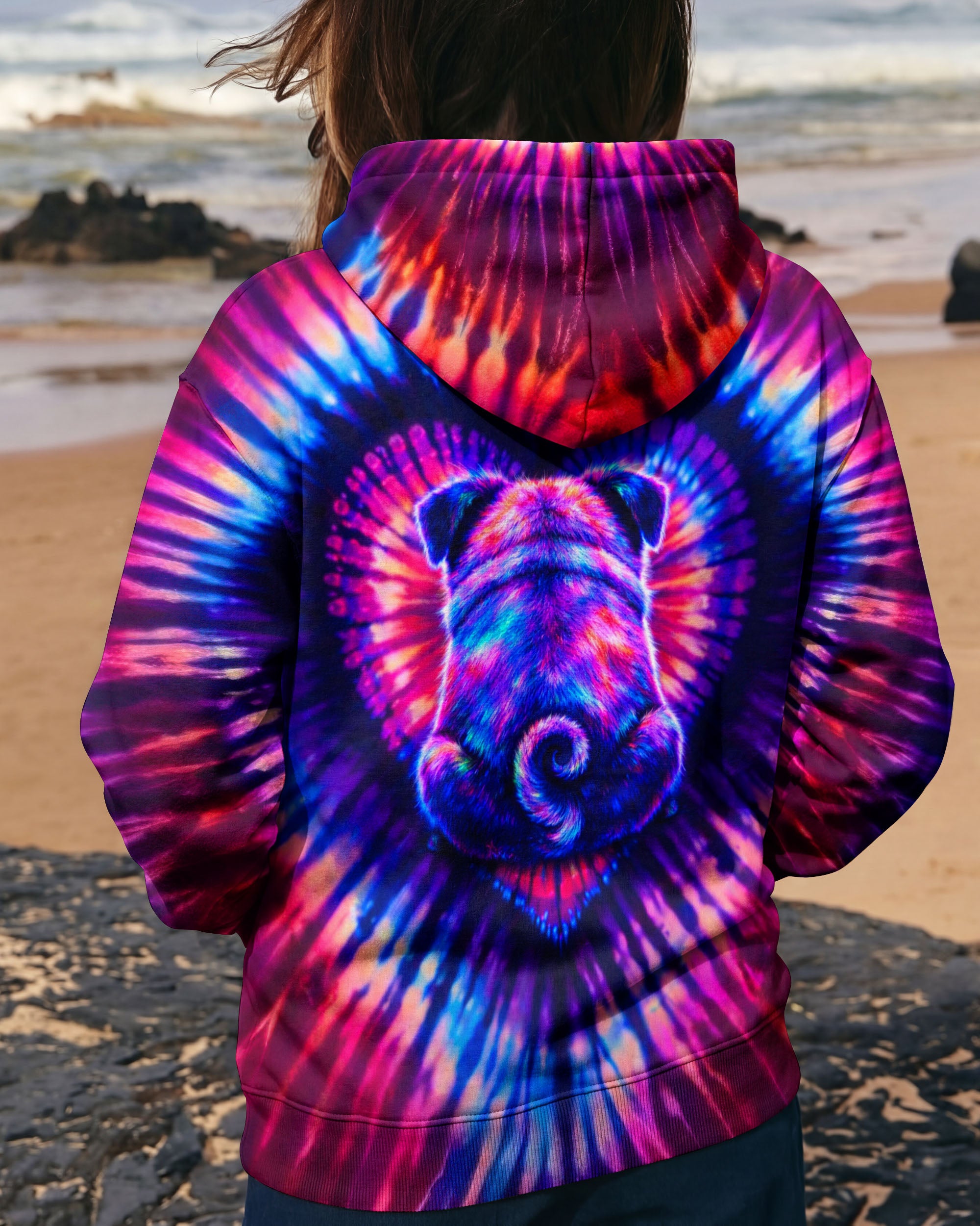 PUG DOG HEART SWIRL ALL OVER PRINT - TLTW2502263