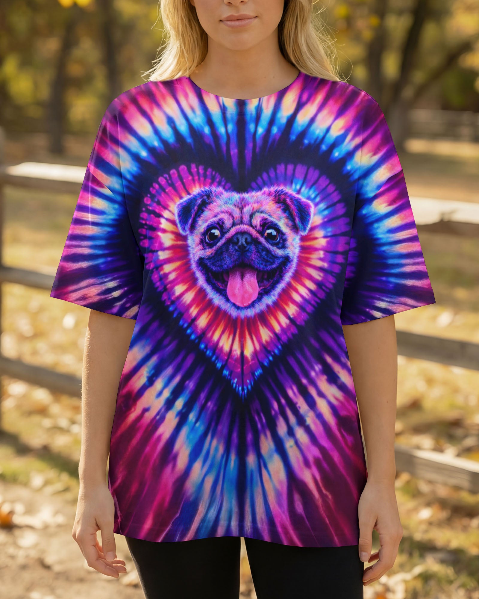 PUG DOG HEART SWIRL ALL OVER PRINT - TLTW2502263