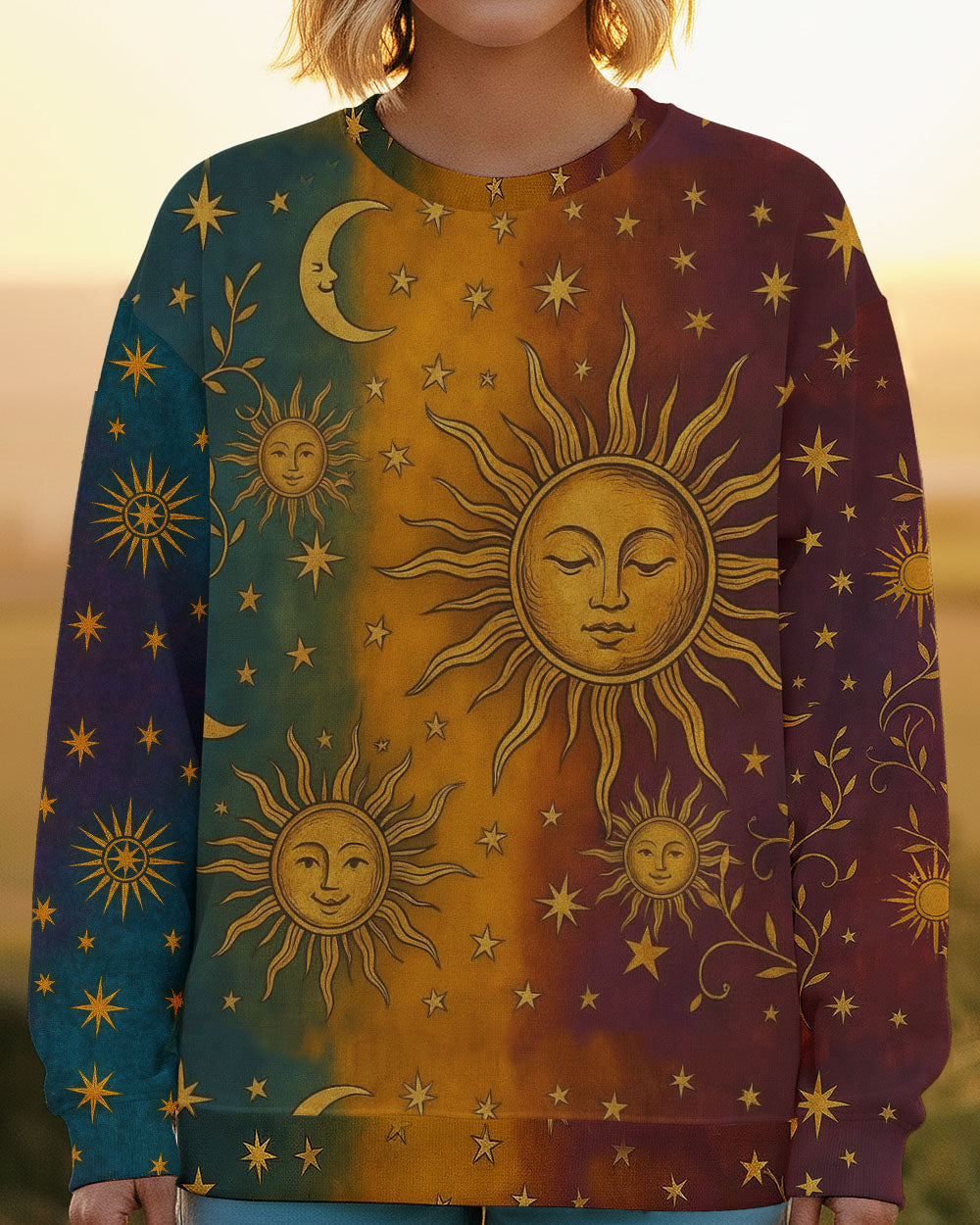 VINTAGE SUN MOON STARS ALL OVER PRINT - TLTW2511252