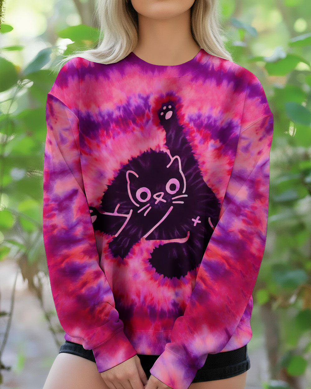 FUNNY CAT PINK PURPLE SWIRL PATTERN ALL OVER PRINT - TLTW2512251