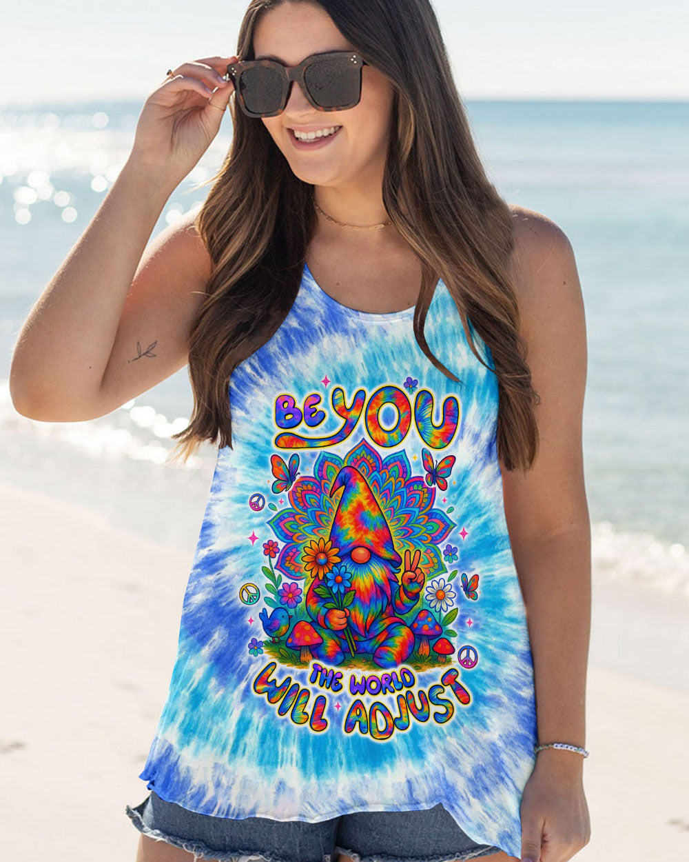 BE YOU THE WORLD WILL ADJUST GNOME TIE DYE  ALL OVER PRINT - TLTW2705253