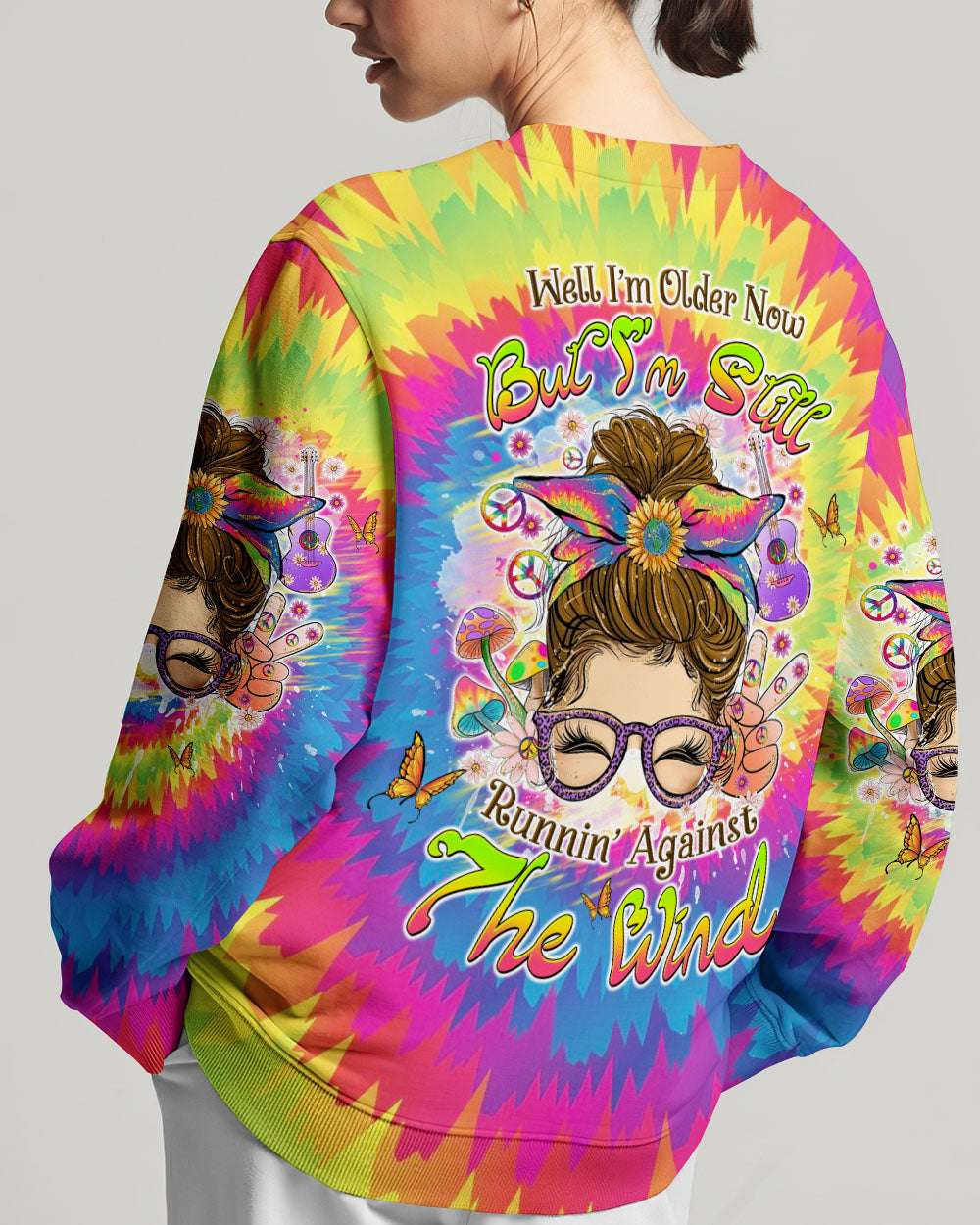RUNNING AGAINST THE WIND MESSY BUN ALL OVER PRINT - TLTW2706244