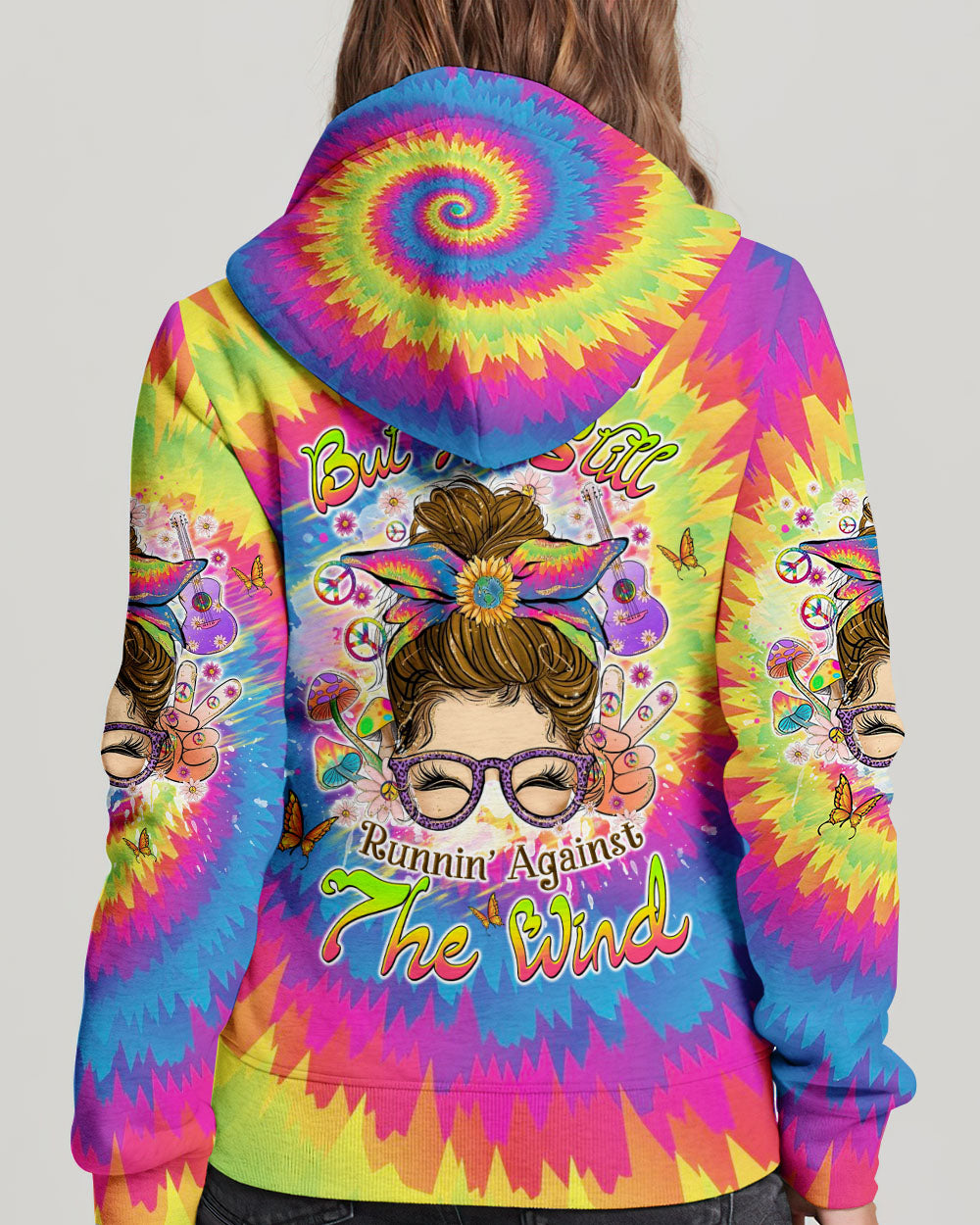 RUNNING AGAINST THE WIND MESSY BUN ALL OVER PRINT - TLTW2706244