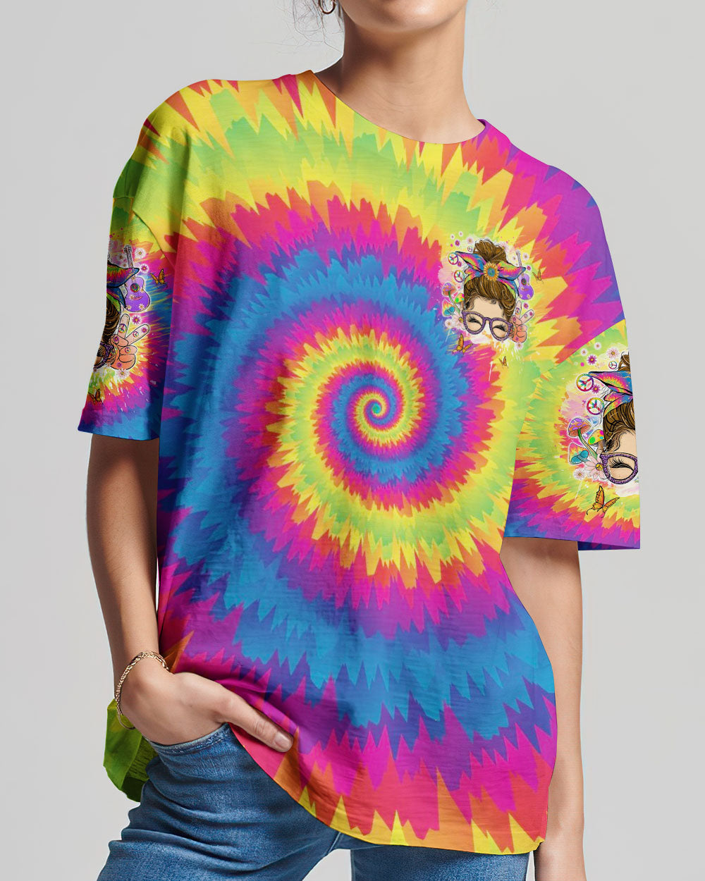RUNNING AGAINST THE WIND MESSY BUN ALL OVER PRINT - TLTW2706244
