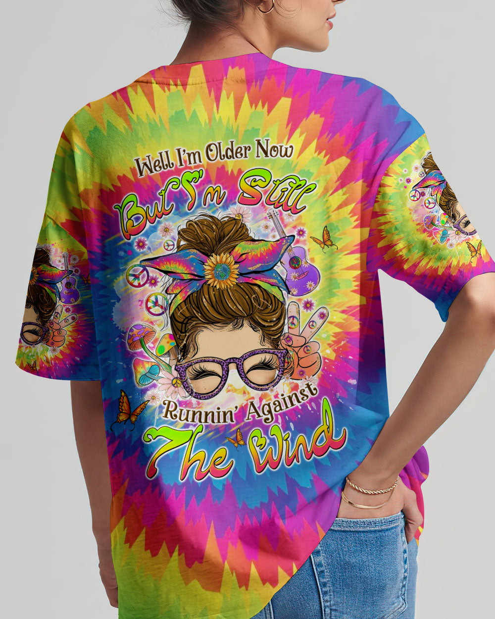RUNNING AGAINST THE WIND MESSY BUN ALL OVER PRINT - TLTW2706244