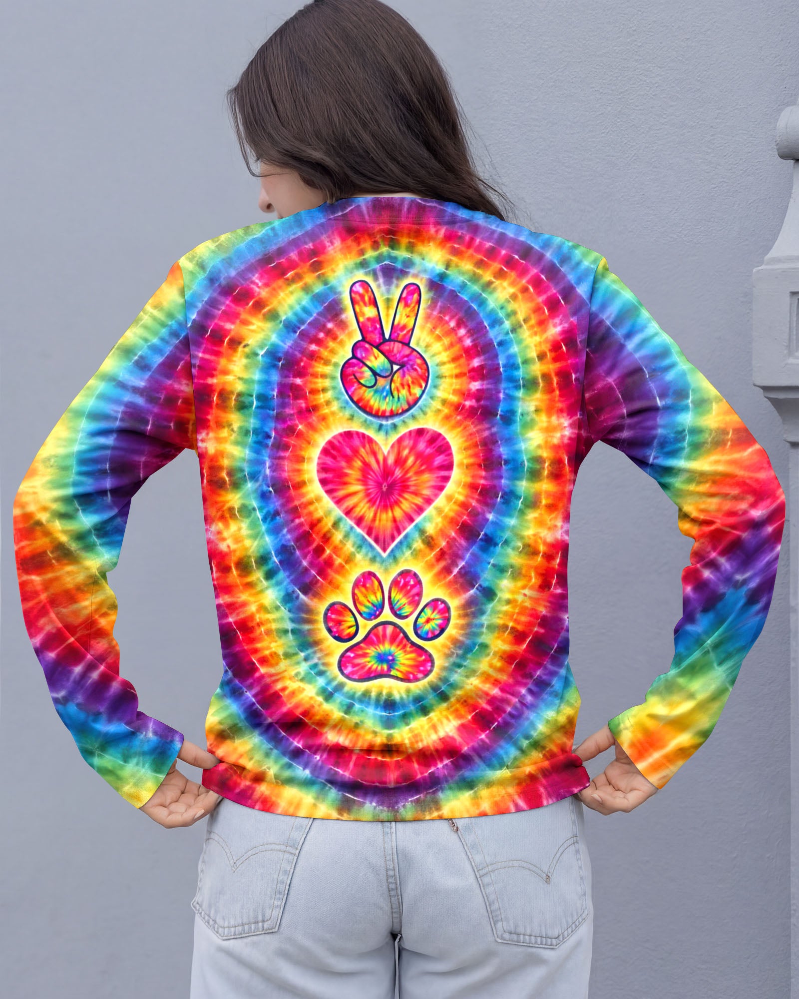 PEACE LOVE DOG PAW COLORFUL SWIRL ALL OVER PRINT - TLTW2802261
