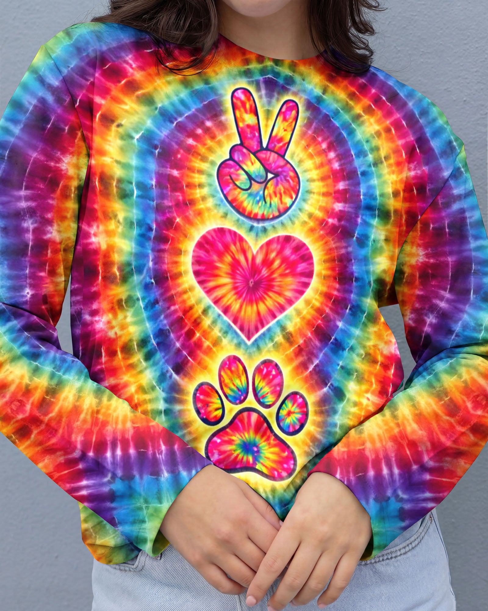 PEACE LOVE DOG PAW COLORFUL SWIRL ALL OVER PRINT - TLTW2802261