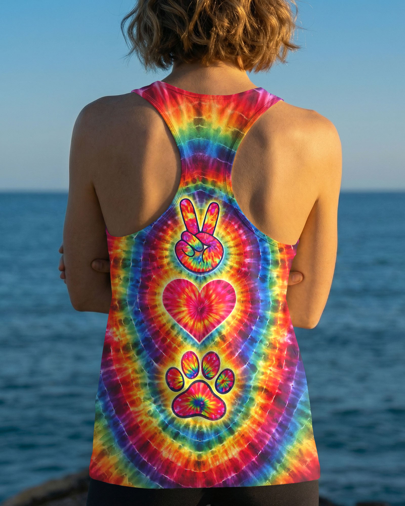PEACE LOVE DOG PAW COLORFUL SWIRL ALL OVER PRINT - TLTW2802261