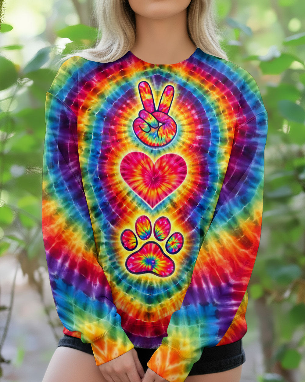 PEACE LOVE DOG PAW COLORFUL SWIRL ALL OVER PRINT - TLTW2802261