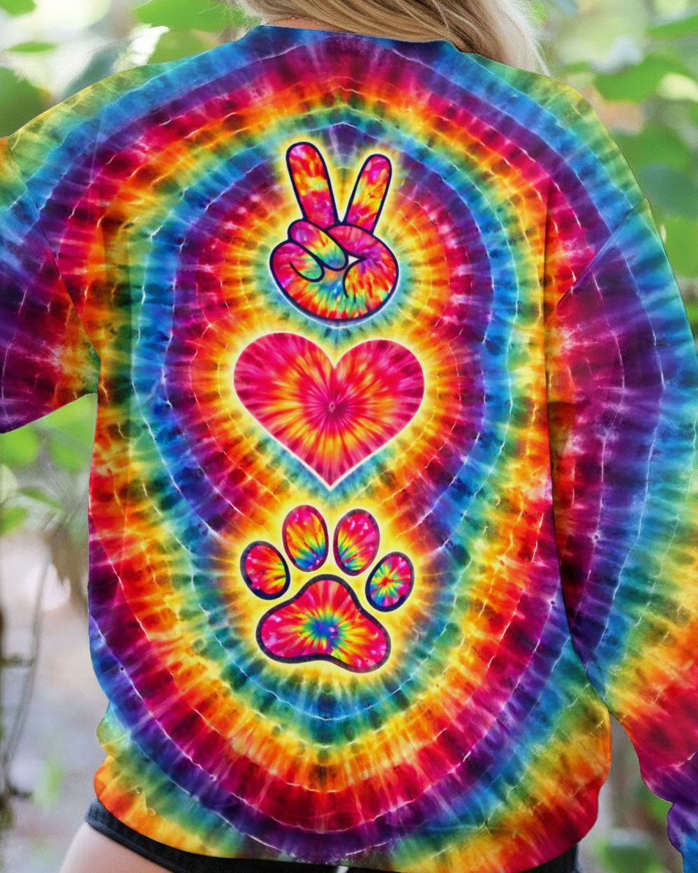 PEACE LOVE DOG PAW COLORFUL SWIRL ALL OVER PRINT - TLTW2802261
