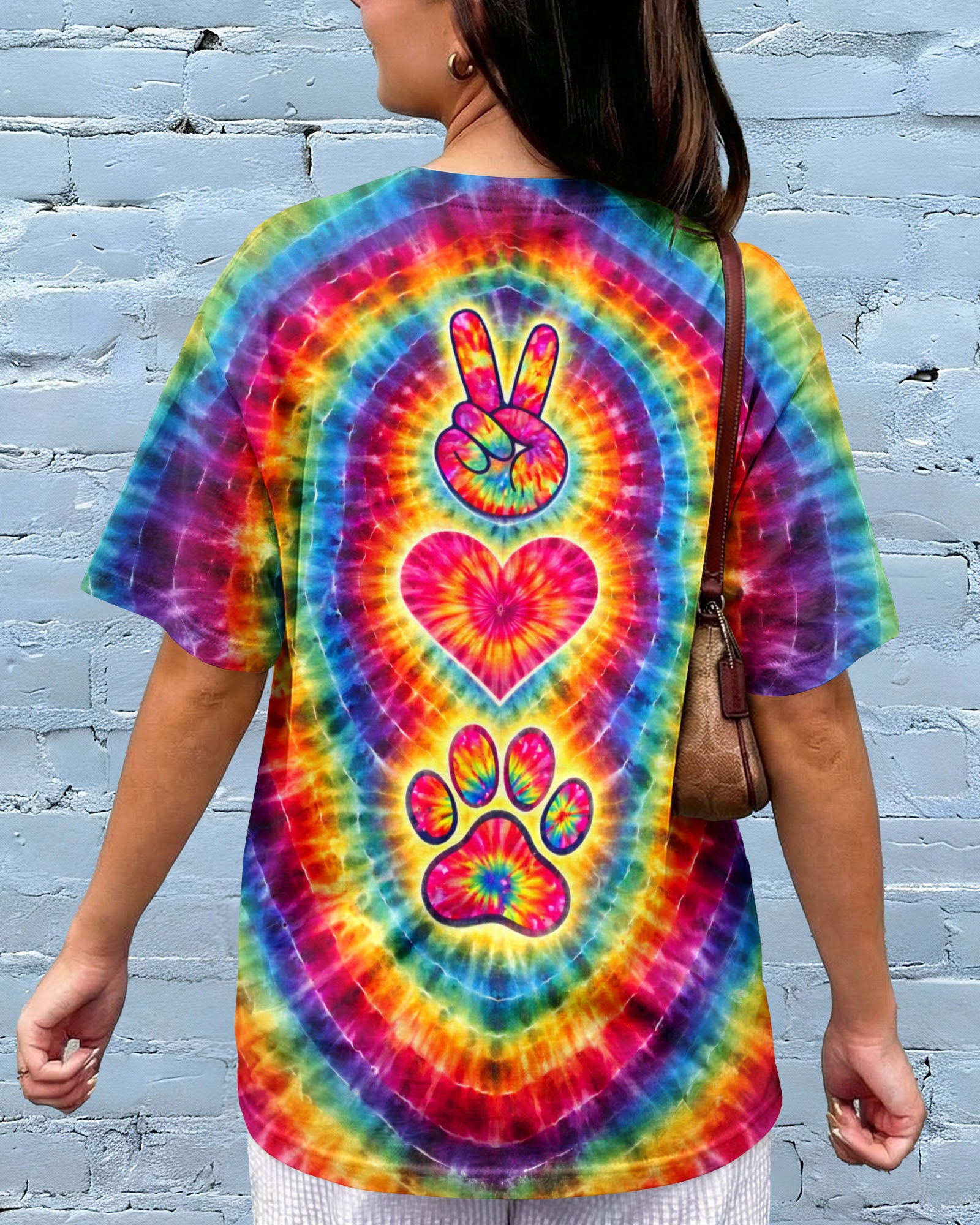 PEACE LOVE DOG PAW COLORFUL SWIRL ALL OVER PRINT - TLTW2802261