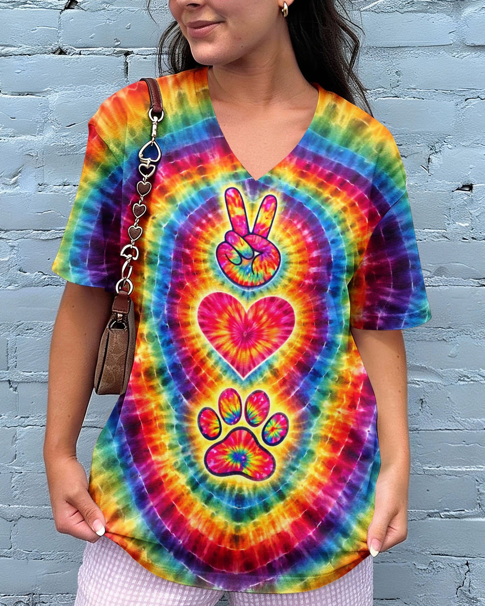 PEACE LOVE DOG PAW COLORFUL SWIRL ALL OVER PRINT - TLTW2802261