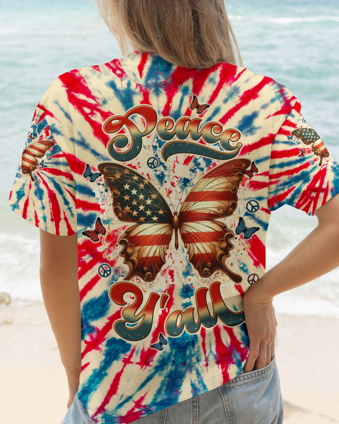 PEACE Y'ALL BUTTERFLY ALL OVER PRINT  - TLTW2805253