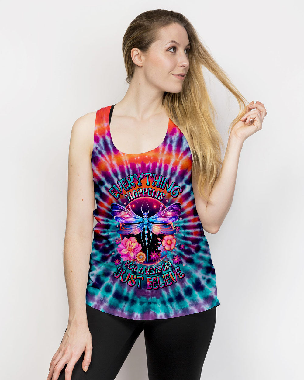 JUST BELIEVE DRAGONFLY TIE DYE ALL OVER PRINT - TLTW2807231