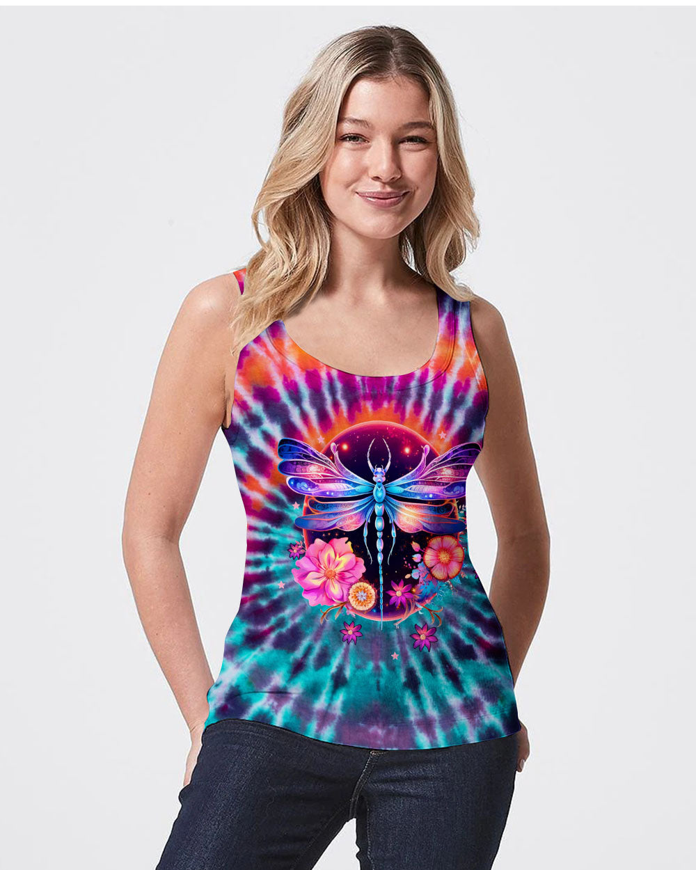 JUST BELIEVE DRAGONFLY TIE DYE ALL OVER PRINT - TLTW2807231