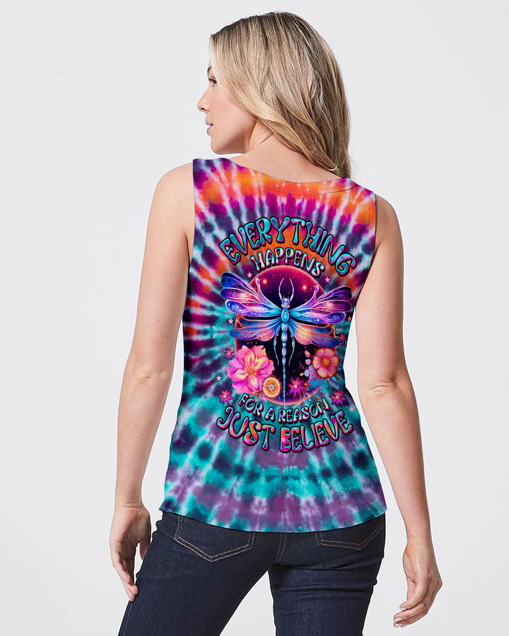 JUST BELIEVE DRAGONFLY TIE DYE ALL OVER PRINT - TLTW2807231
