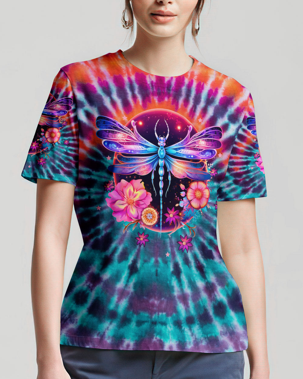 JUST BELIEVE DRAGONFLY TIE DYE ALL OVER PRINT - TLTW2807231