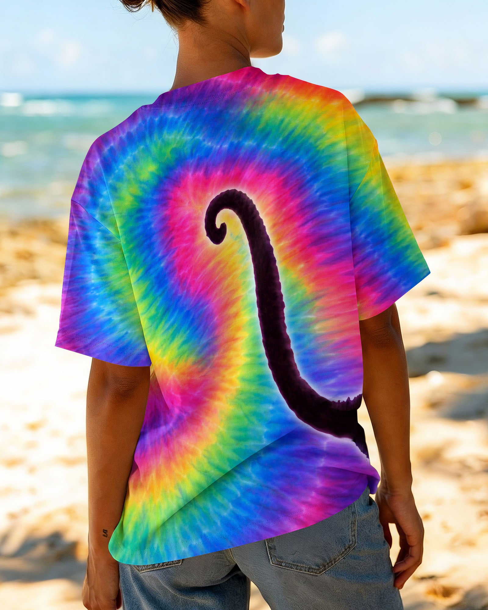 PLAYFUL CAT COLORFUL SWIRL ALL OVER PRINT - TLTW2901261