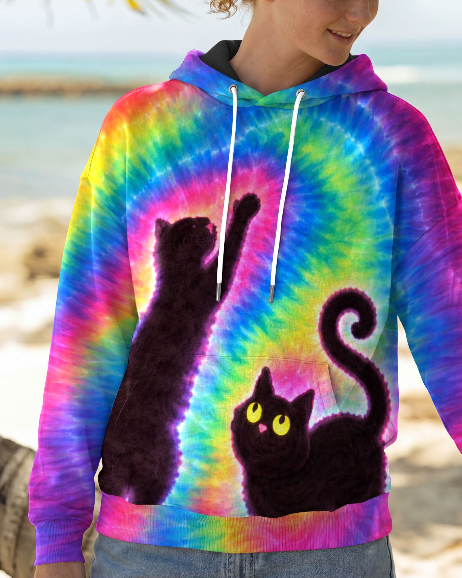 PLAYFUL CAT COLORFUL SWIRL ALL OVER PRINT - TLTW2901261