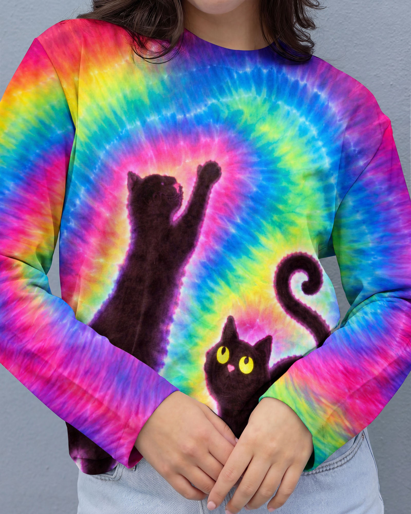 PLAYFUL CAT COLORFUL SWIRL ALL OVER PRINT - TLTW2901261