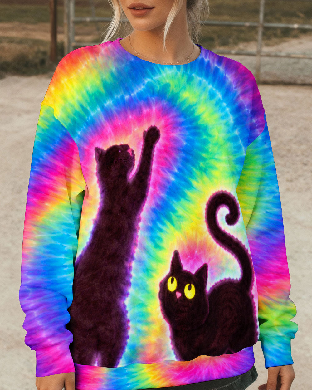 PLAYFUL CAT COLORFUL SWIRL ALL OVER PRINT - TLTW2901261