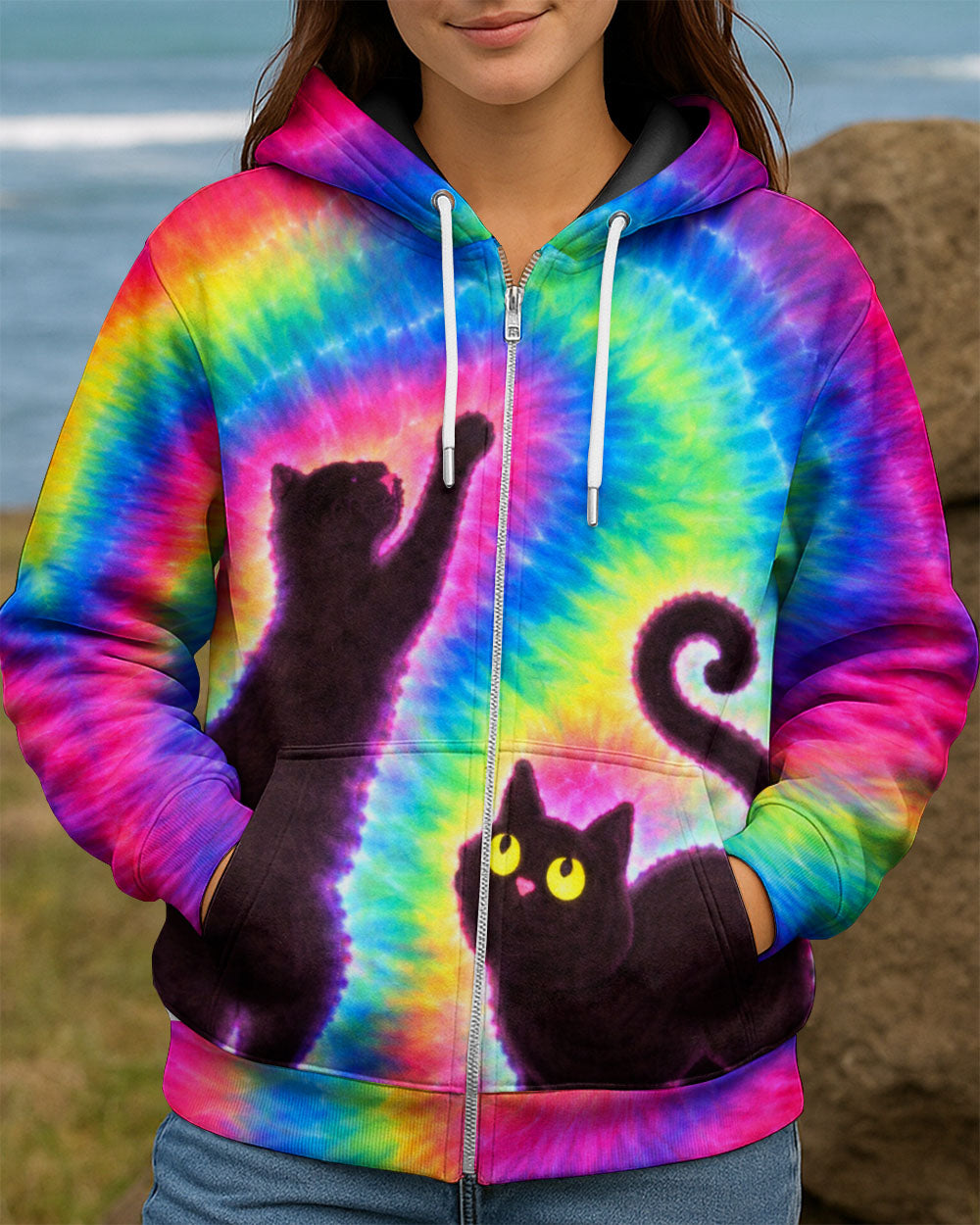 PLAYFUL CAT COLORFUL SWIRL ALL OVER PRINT - TLTW2901261