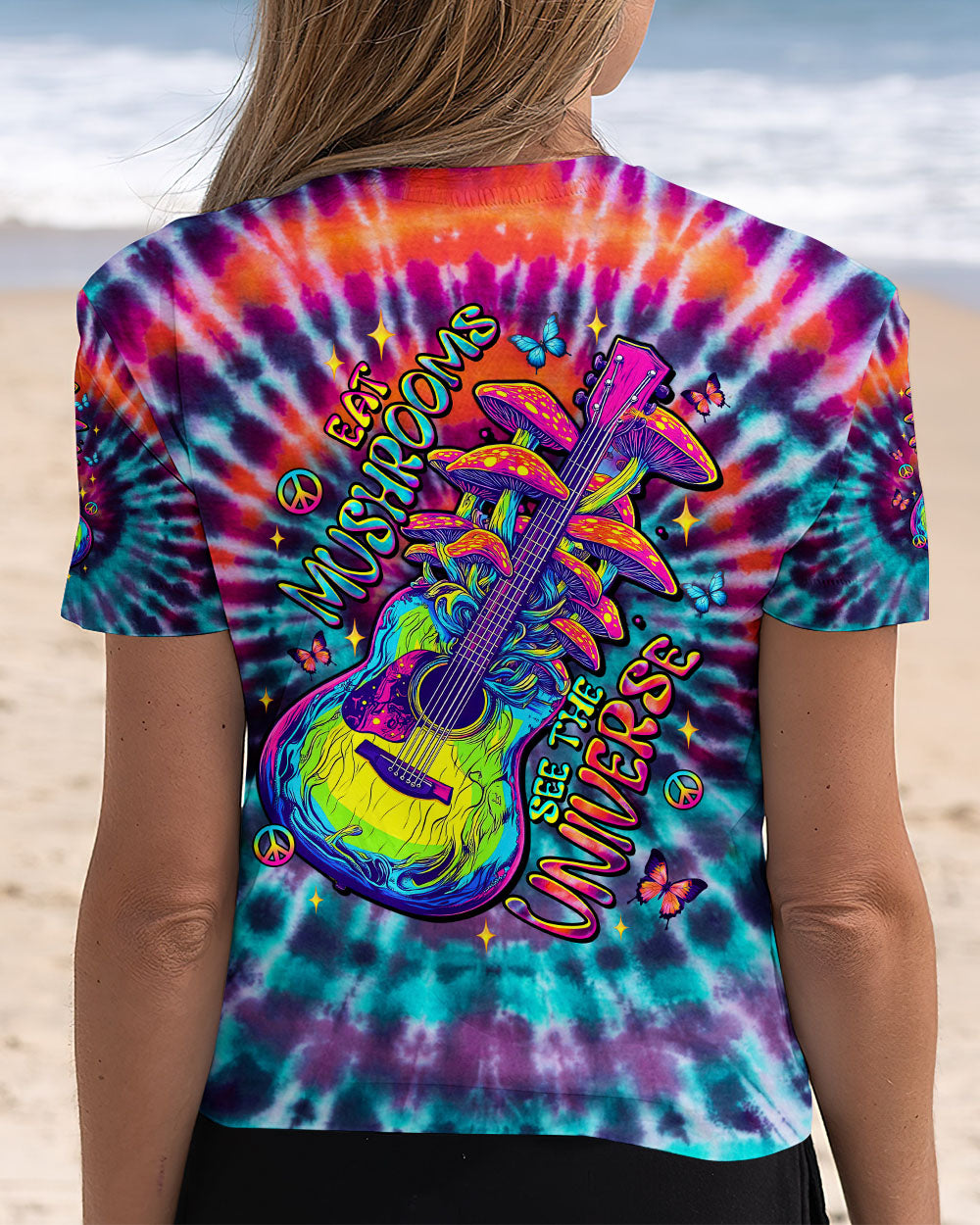 EAT MUSHROOMS SEE THE UNIVERSE GUITAR TIE DYE ALL OVER PRINT - TLTW2904251