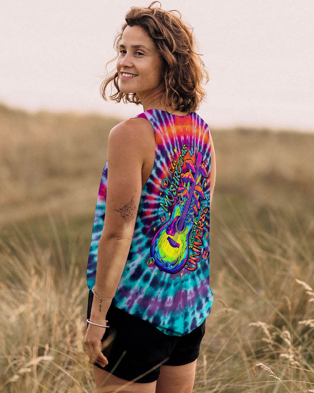EAT MUSHROOMS SEE THE UNIVERSE GUITAR TIE DYE ALL OVER PRINT - TLTW2904251