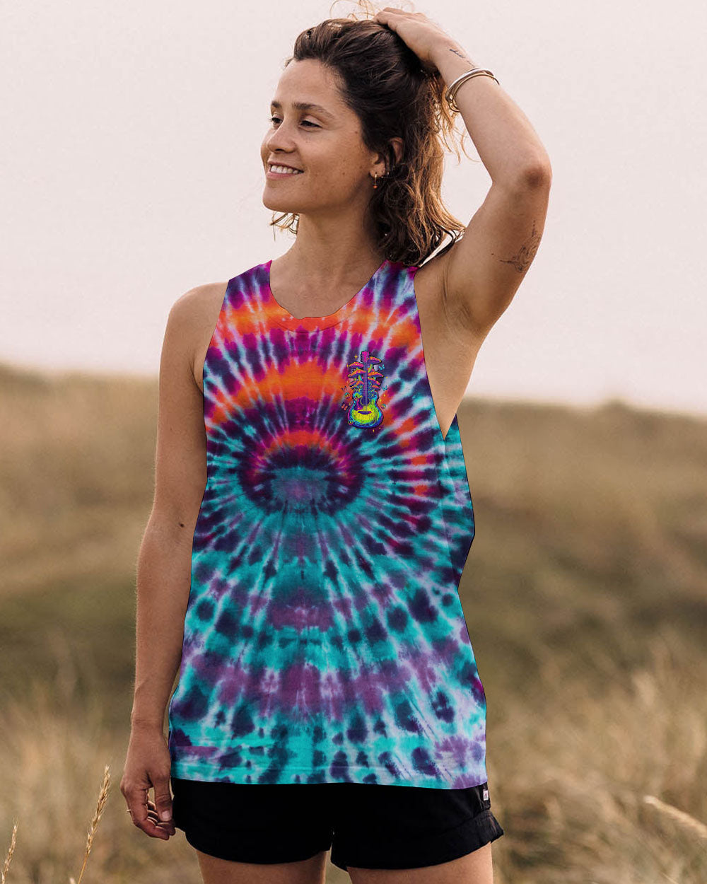 EAT MUSHROOMS SEE THE UNIVERSE GUITAR TIE DYE ALL OVER PRINT - TLTW2904251