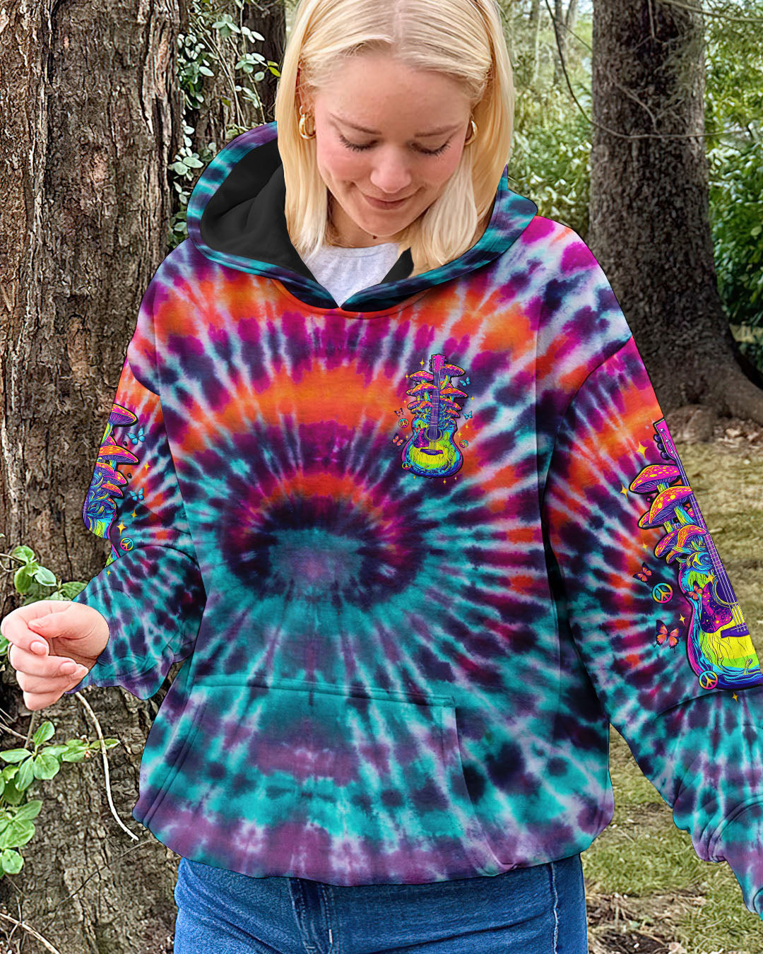 EAT MUSHROOMS SEE THE UNIVERSE GUITAR TIE DYE ALL OVER PRINT - TLTW2904251