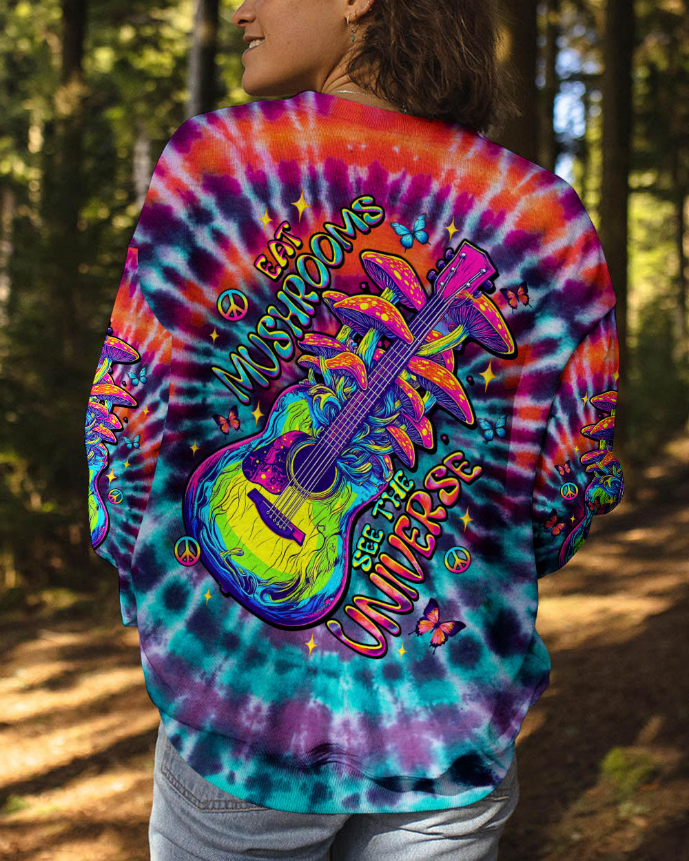EAT MUSHROOMS SEE THE UNIVERSE GUITAR TIE DYE ALL OVER PRINT - TLTW2904251