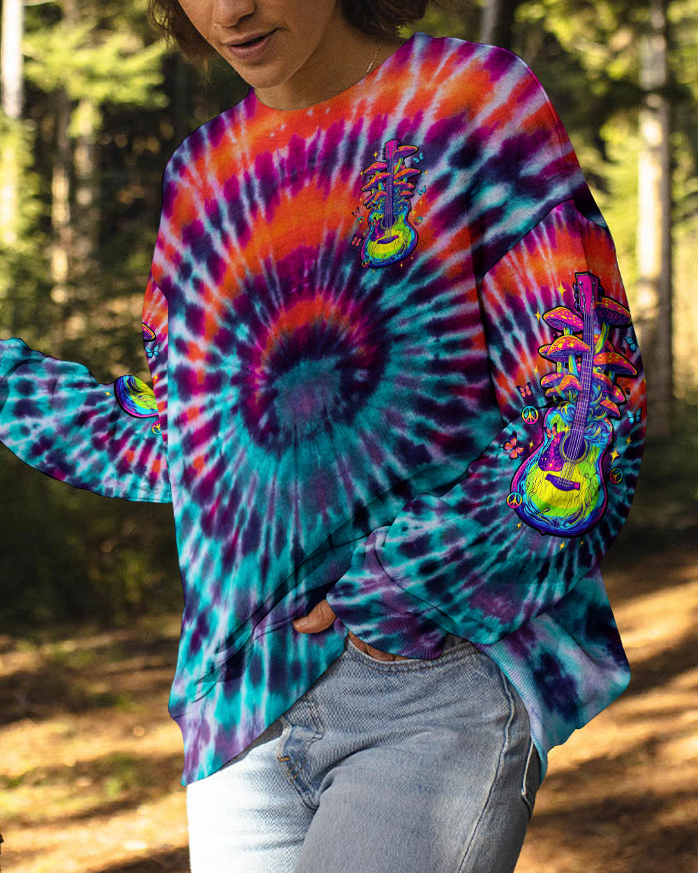 EAT MUSHROOMS SEE THE UNIVERSE GUITAR TIE DYE ALL OVER PRINT - TLTW2904251
