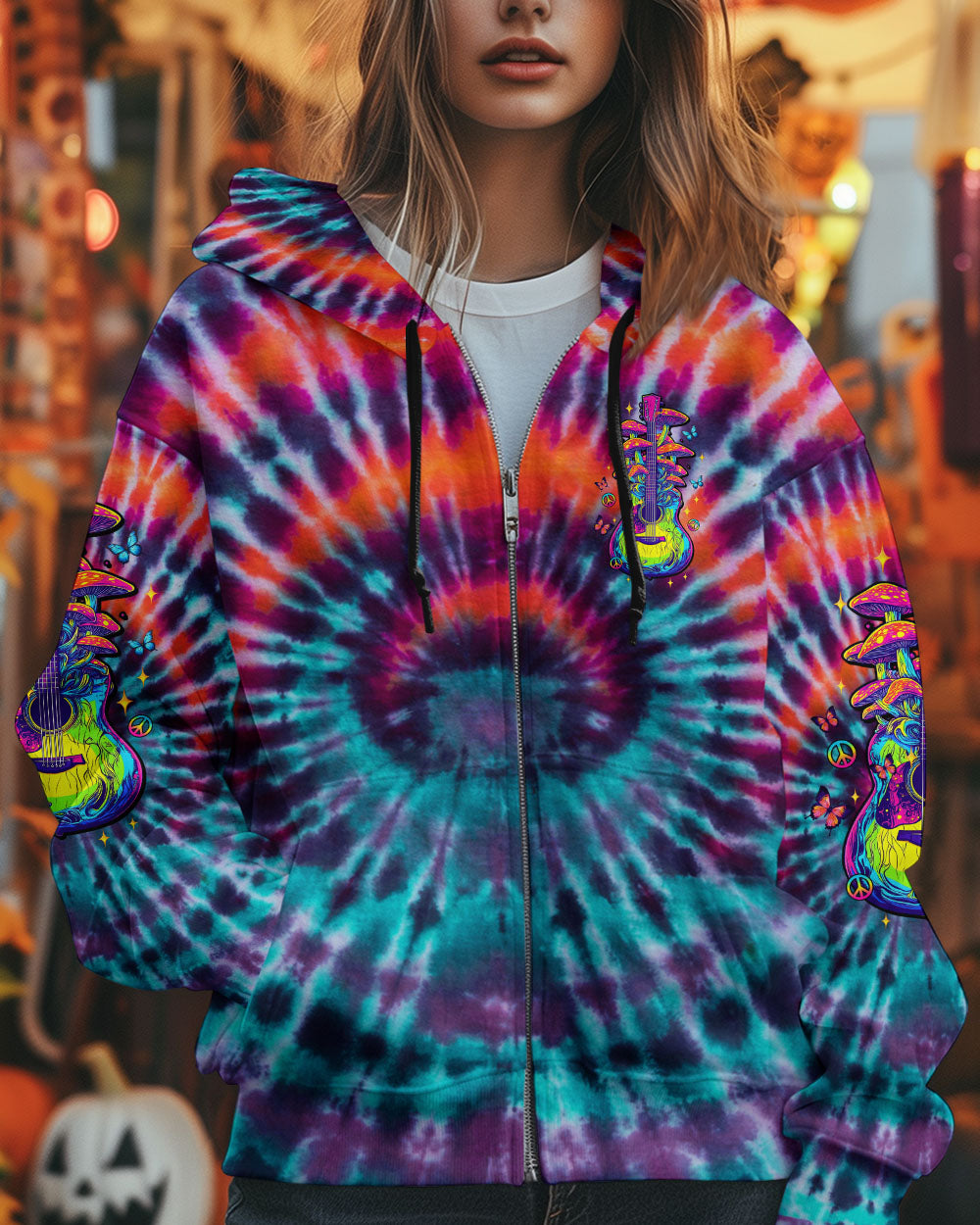 EAT MUSHROOMS SEE THE UNIVERSE GUITAR TIE DYE ALL OVER PRINT - TLTW2904251